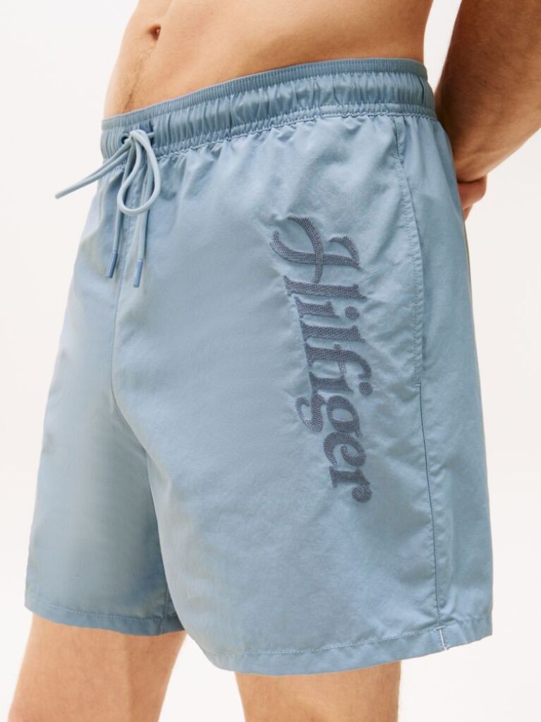 Blue Pantalon Scurt De Baie Signature Logo Lungime Medie  Barbati
