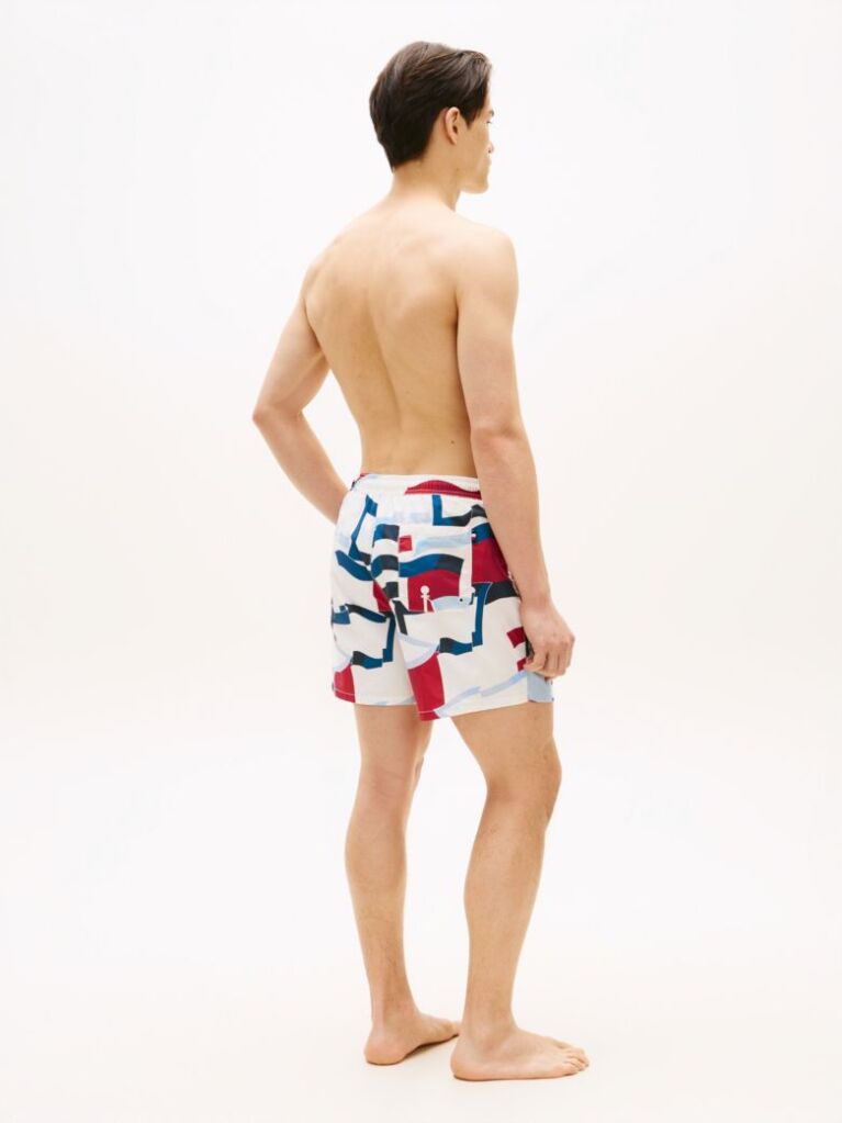 Multi Print Mid Length Swim Trunks  Men