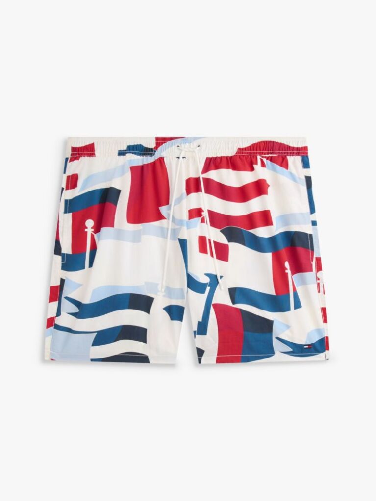 Multi Print Mid Length Swim Trunks  Men