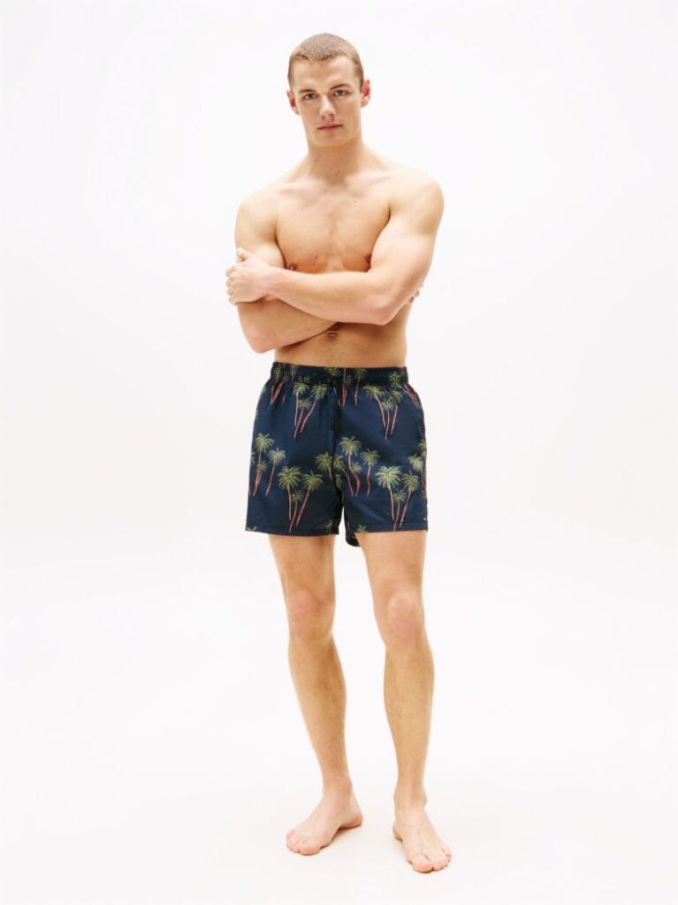 Multi Print Mid Length Swim Trunks  Men