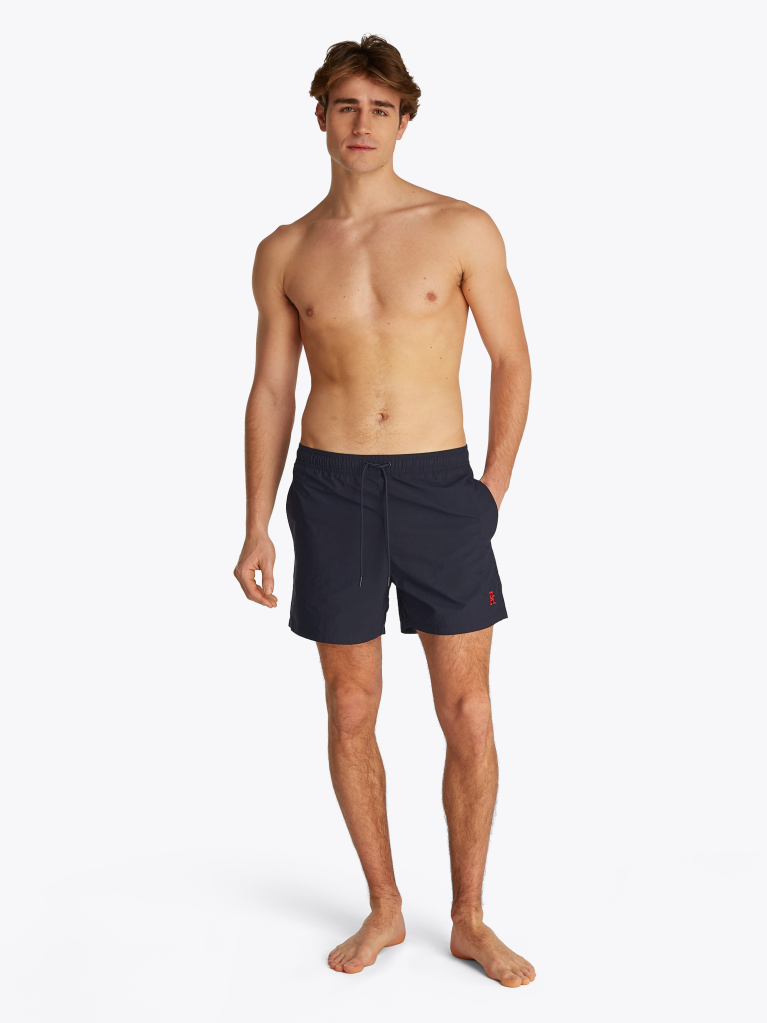 Blue TH Monogram Mid Length Swim Trunks  Men