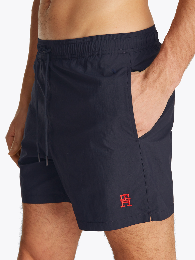 Blue TH Monogram Mid Length Swim Trunks  Men