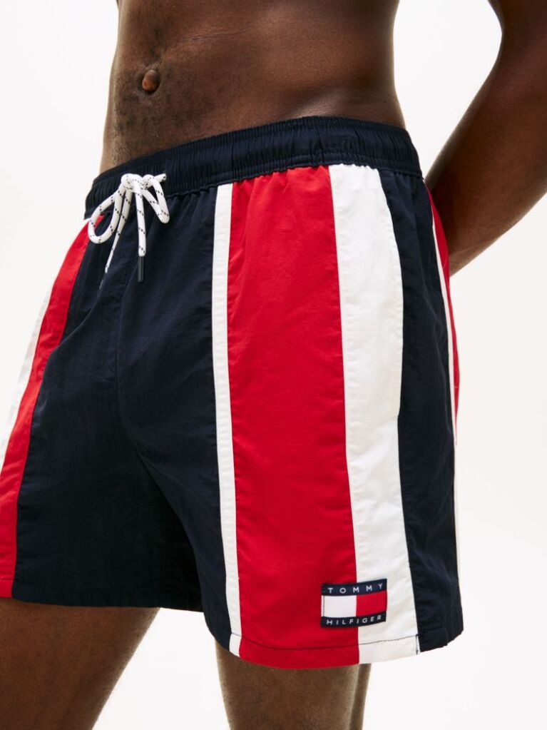 Blue Pantaloni Scurti De Plaja Cu Lungime Medie Si Blocuri De Culoare  Barbati