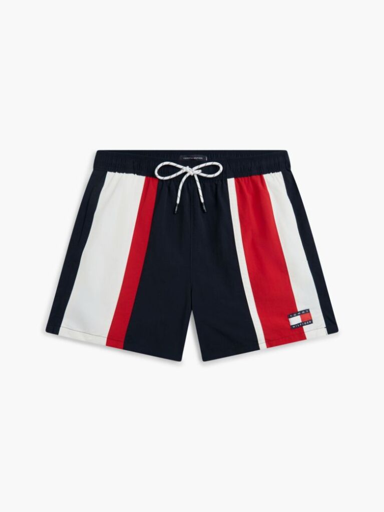Blue Pantaloni Scurti De Plaja Cu Lungime Medie Si Blocuri De Culoare  Barbati