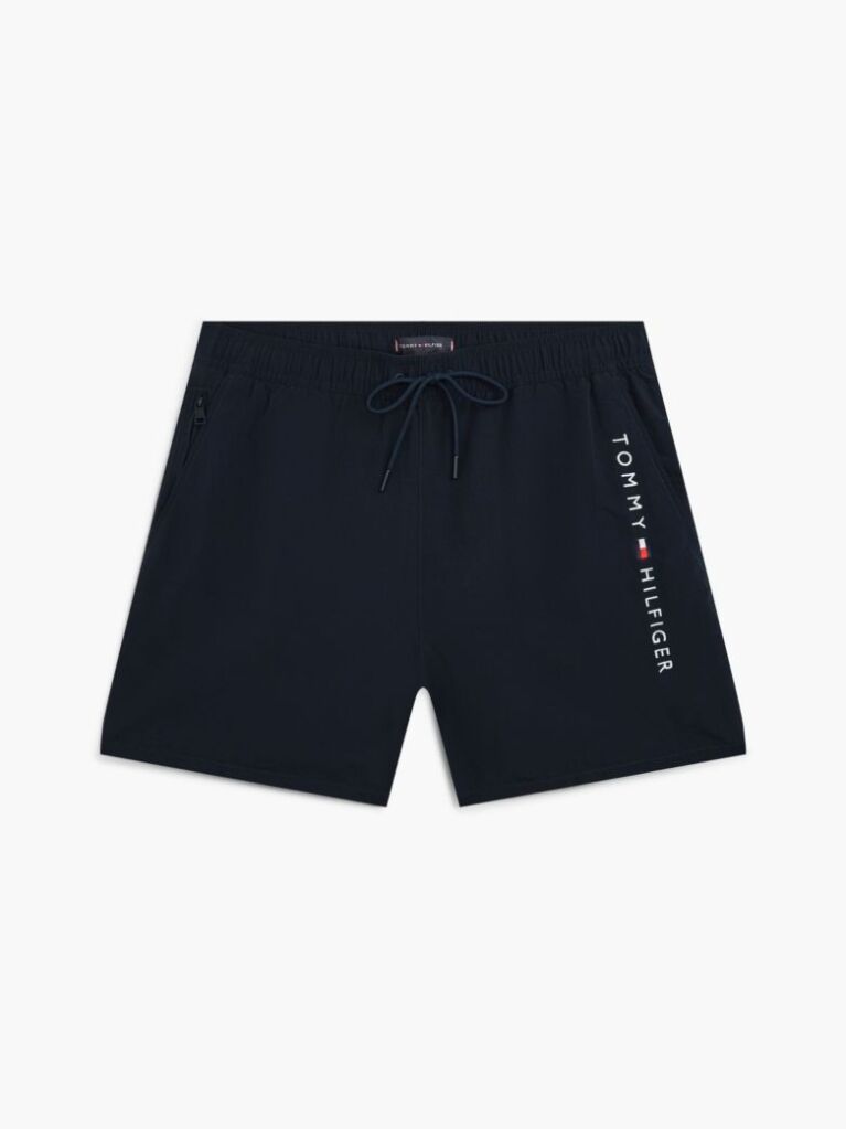 Blue Original Logo Mid Length Swim Shorts  Men