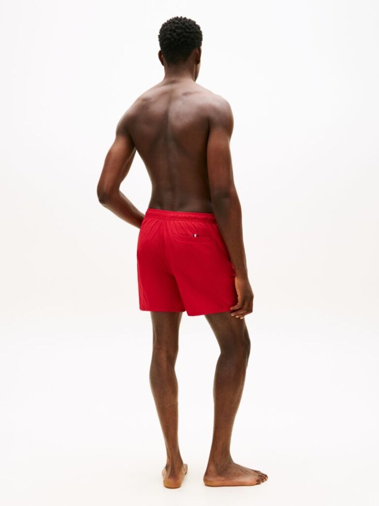 Red Original Logo Mid Length Swim Shorts  Men