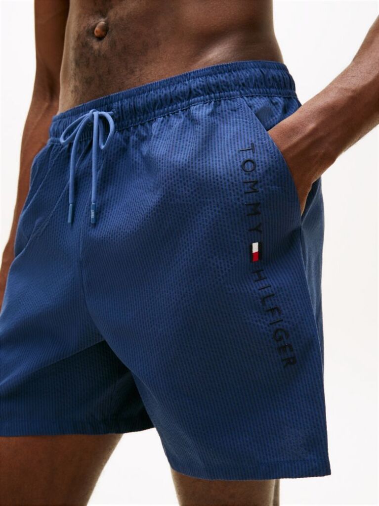 Blue Original Ithaca Stripe Mid Length Swim Shorts  Men