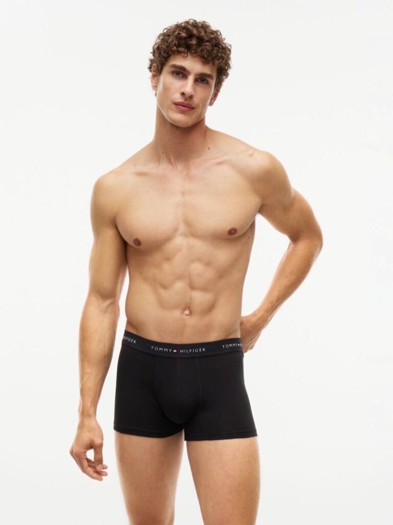 Black 3-Pack Signature Repeat Logo Waistband Trunks  Men