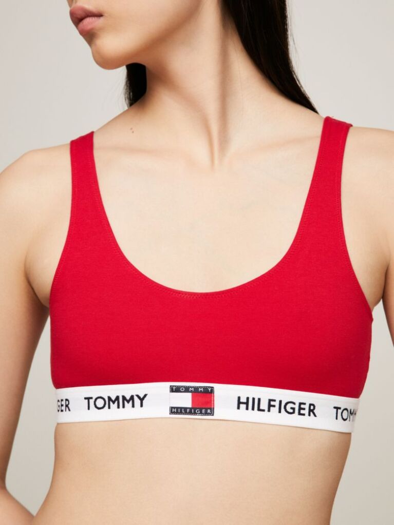 Red Tommy 85 Stretch Cotton Logo Bralette  Women