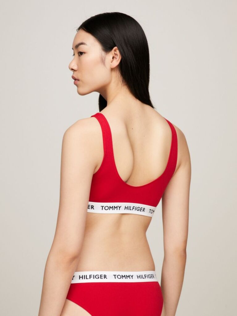 Red Tommy 85 Stretch Cotton Logo Bralette  Women