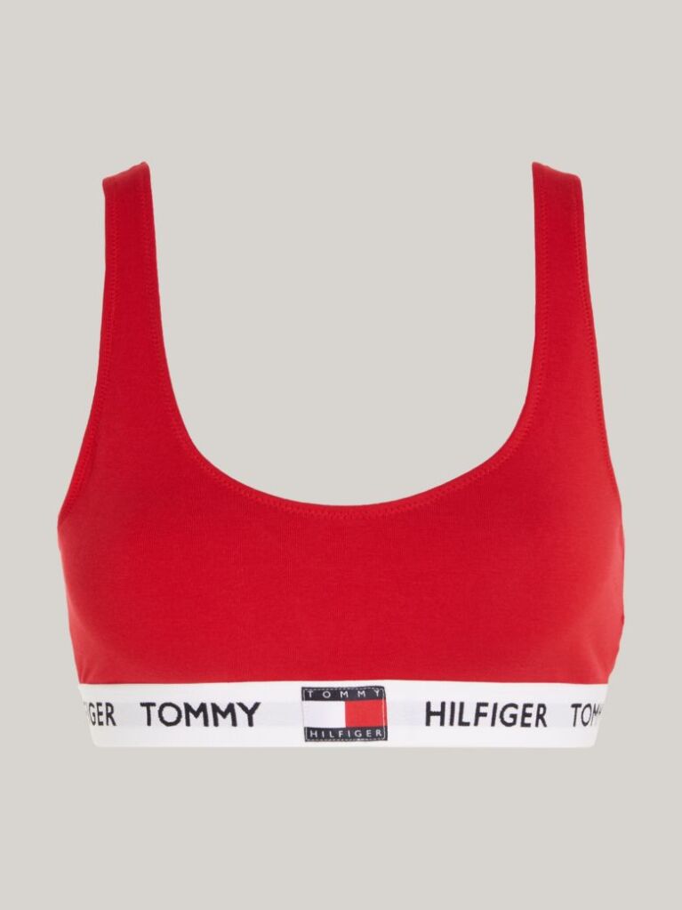 Red Tommy 85 Stretch Cotton Logo Bralette  Women