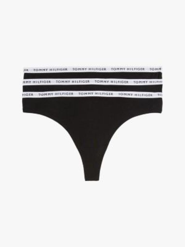 Negru 3-Pack Tanga Cu Logo Pe Talie  Femei
