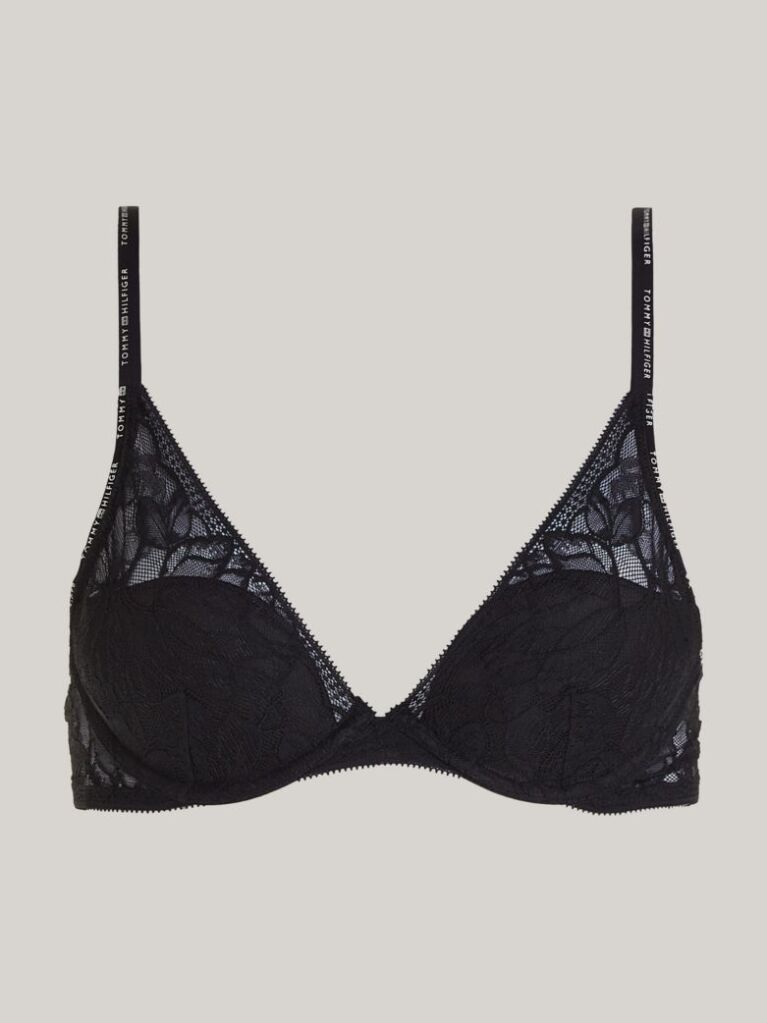 Black Premium Lace Unpadded Plunge Bra  Women