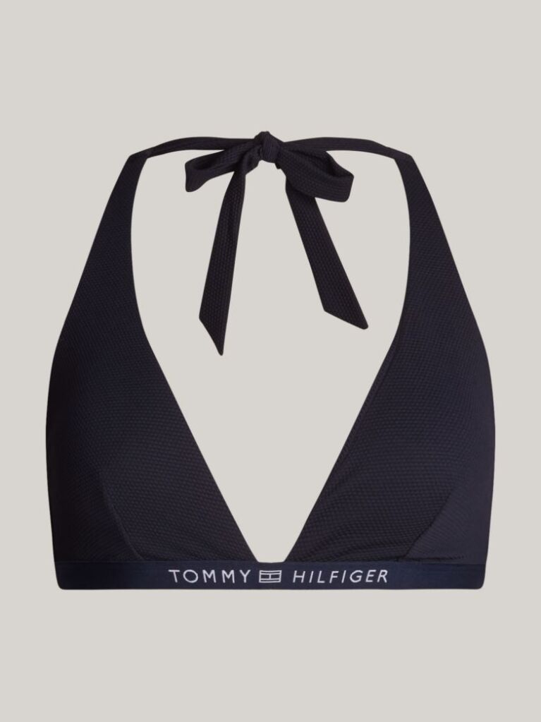 Blue Tonal Logo Fixed Triangle Bikini Top  Women