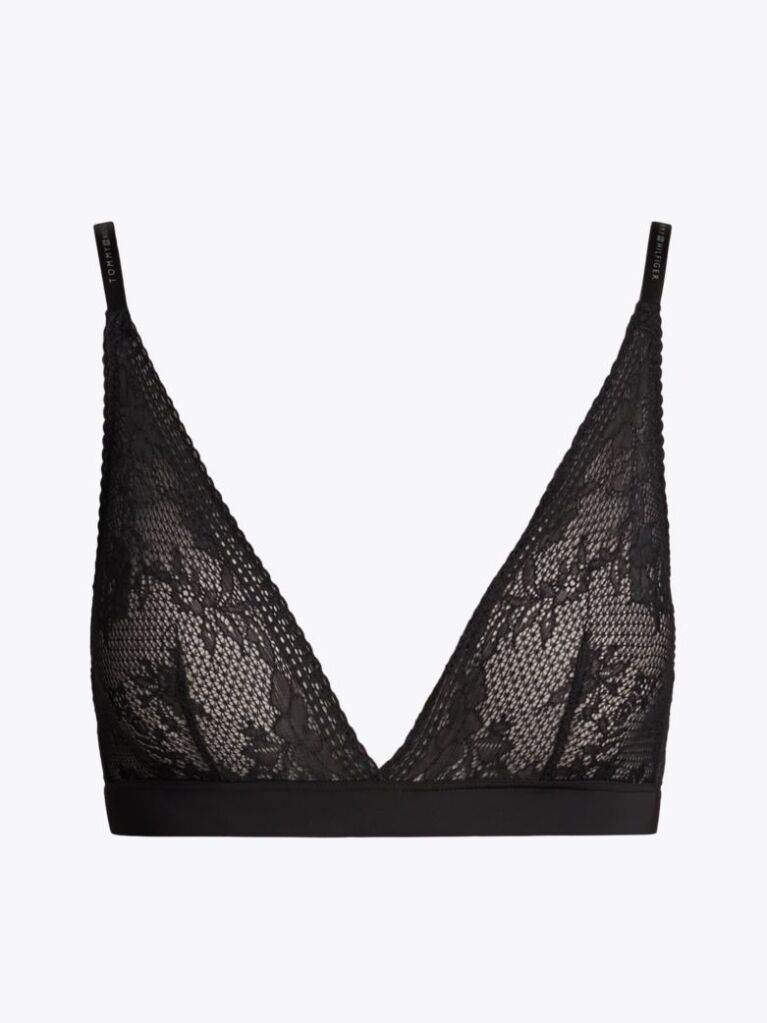 Black Unlined Lace Triangle Bra  Women