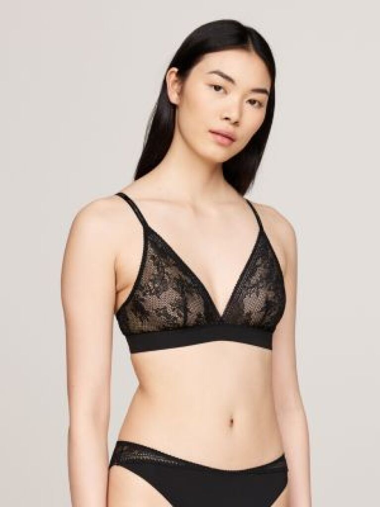 Black Unlined Lace Triangle Bra  Women