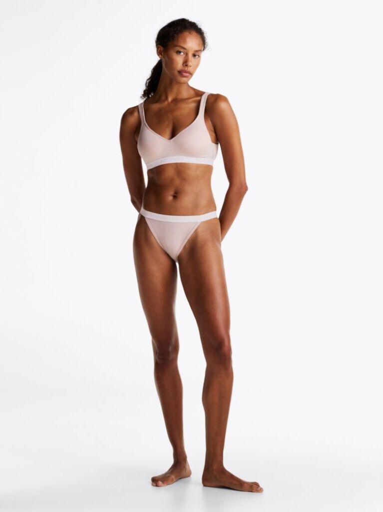 Beige Hilfiger Monotype Logo Waistband Tanga Briefs  Women