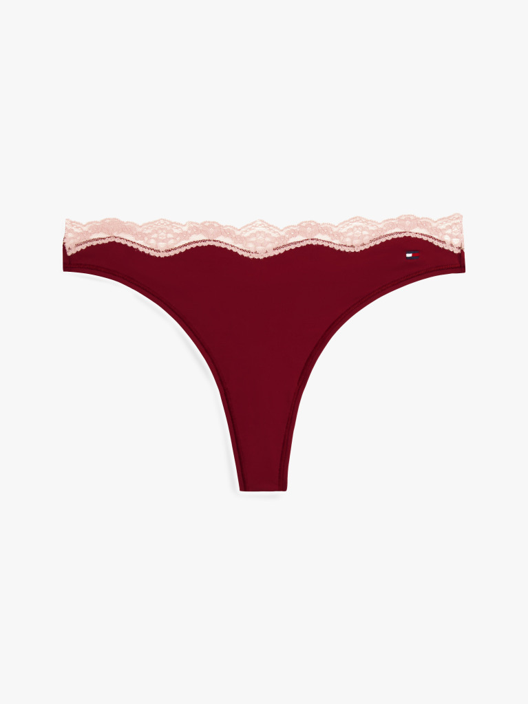 Red Lace Trim Thong  Women