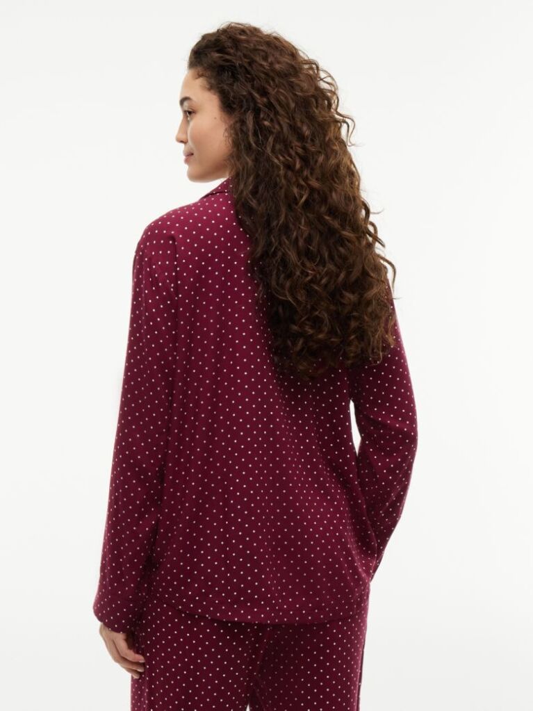 Rosu Essential Camasa De Pijama Cu Croiala Lejera Si Broderie  Femei