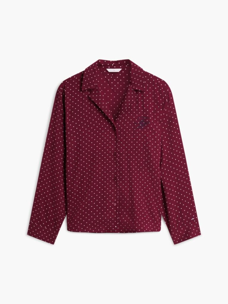 Rosu Essential Camasa De Pijama Cu Croiala Lejera Si Broderie  Femei