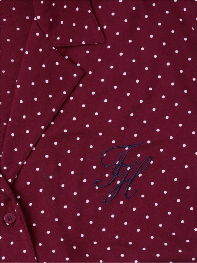 Rosu Essential Camasa De Pijama Cu Croiala Lejera Si Broderie  Femei