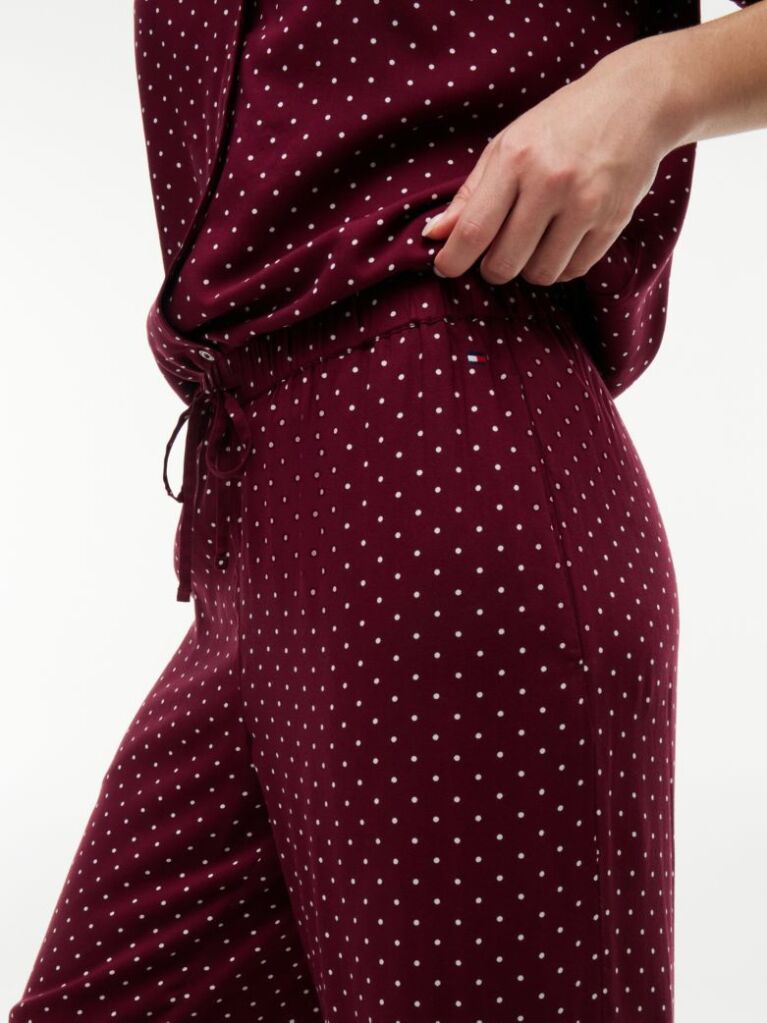 Rosu Essential Pantaloni De Pijama Cu Croiala Lejera Si Cordon  Femei