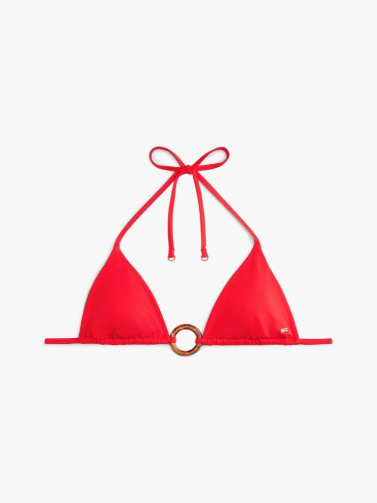 Red Tortoiseshell Ring Slim Triangle Bikini Top  Women
