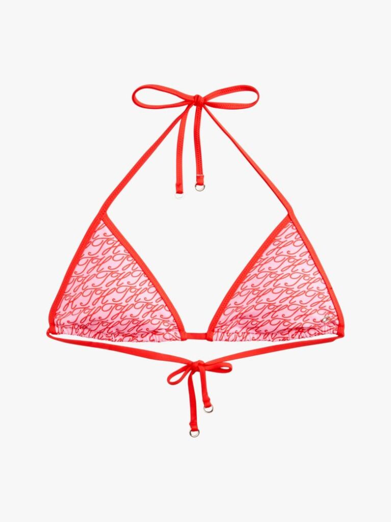 Roz Essential Top Βikini Τriunghiular Cu Gat Halter Si Imprimeu  Femei
