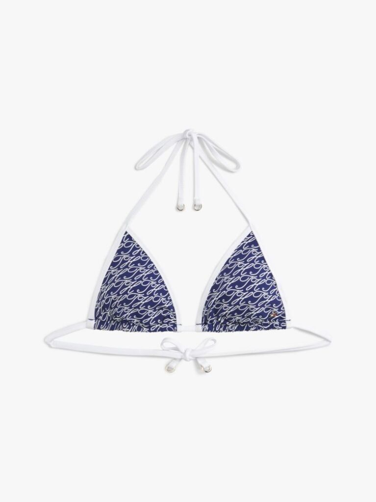 Blue Essential Top Βikini Τriunghiular Cu Gat Halter Si Imprimeu  Femei