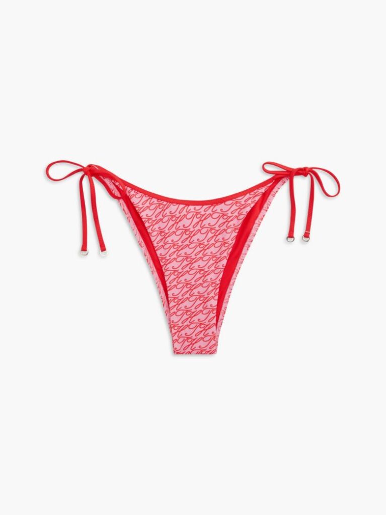 Roz Slip De Bikini Cu Snur Lateral Si Imprimeu  Femei