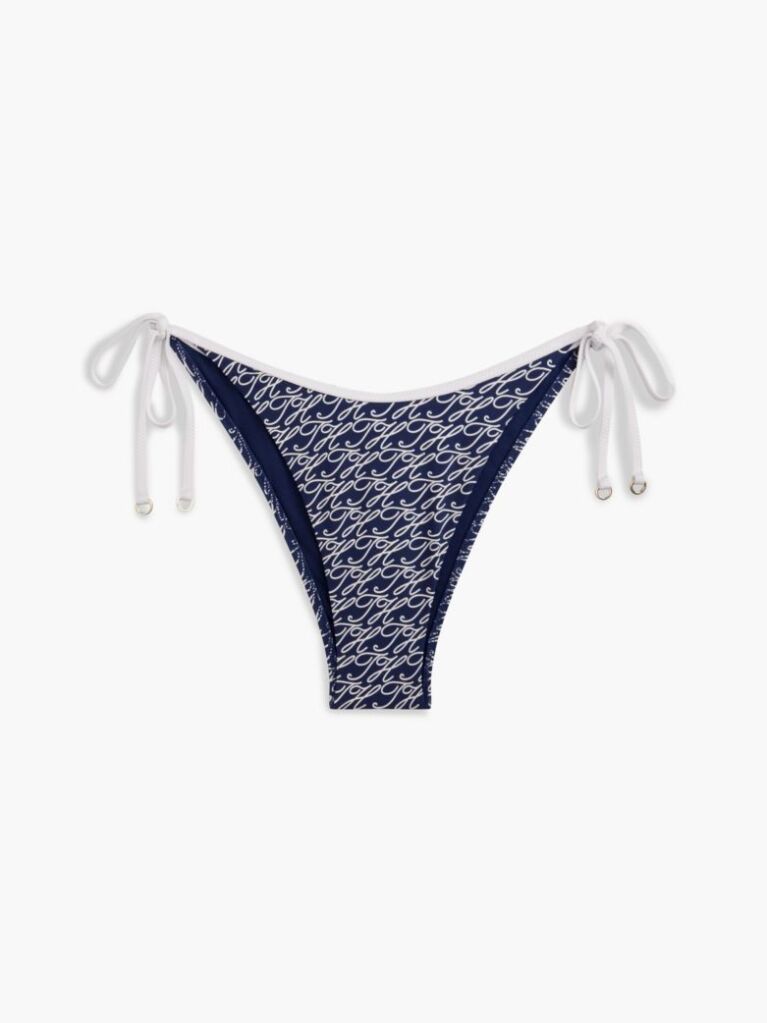 Blue Slip De Bikini Cu Snur Lateral Si Imprimeu  Femei