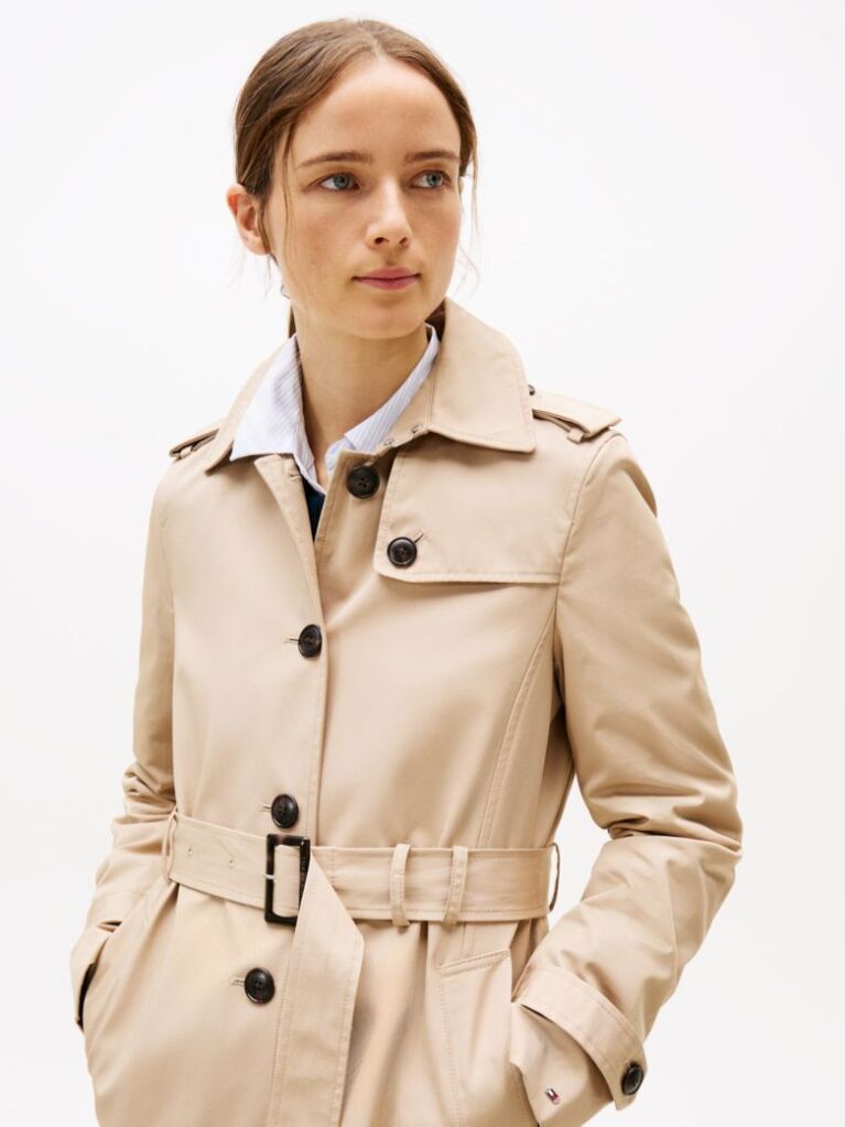 Bej Trench Heritage Cu Un Singur Rand De Nasturi  Femei