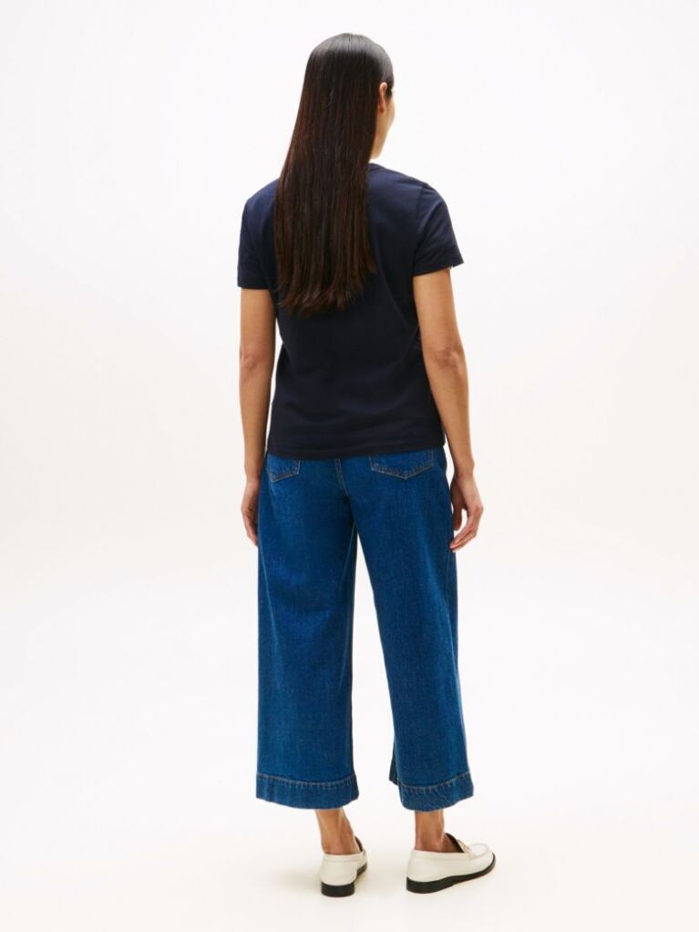 Blue Tricou Din Bumbac Organic Cu Logo  Femei