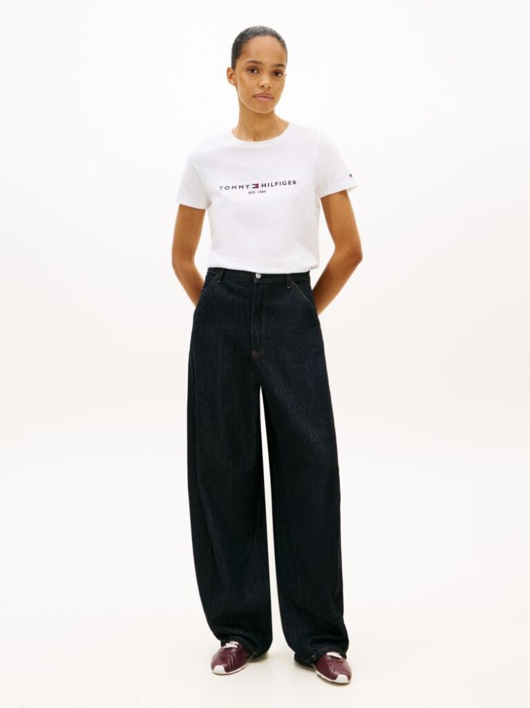 Alb Tricou Din Bumbac Organic Cu Logo  Femei