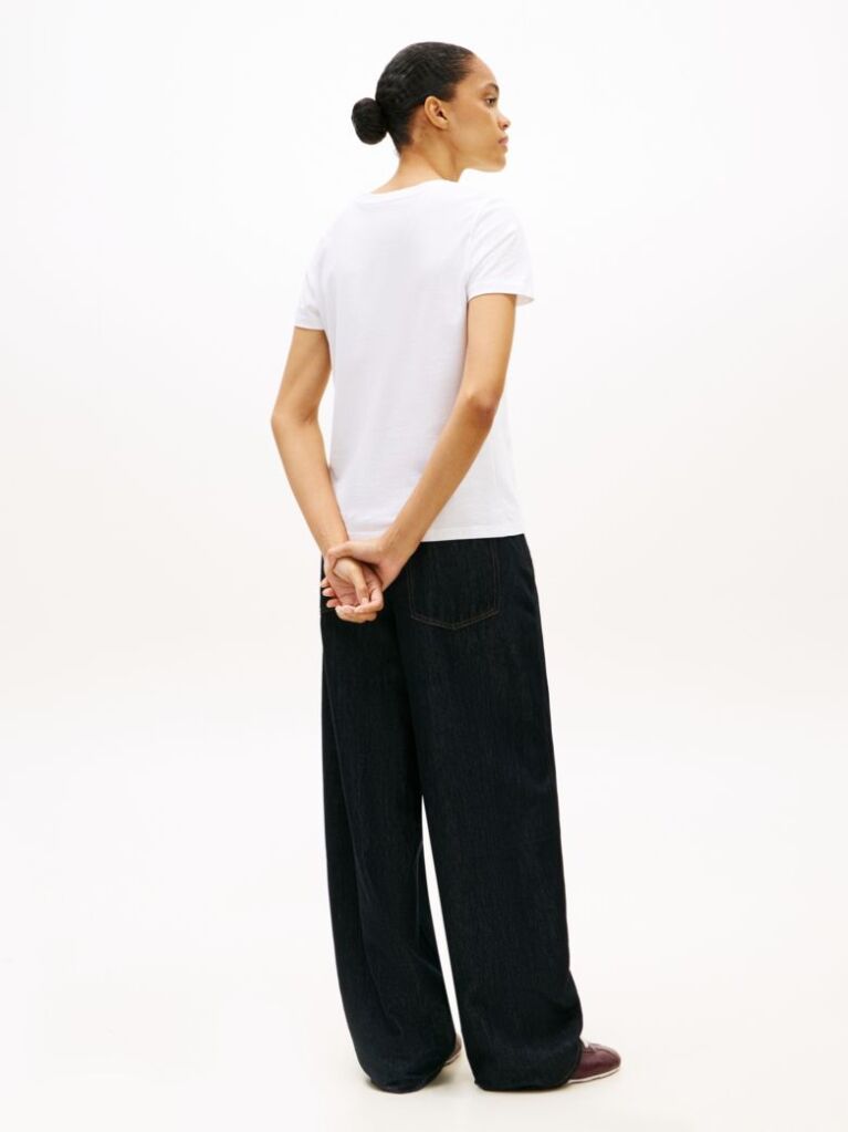 Alb Tricou Din Bumbac Organic Cu Logo  Femei