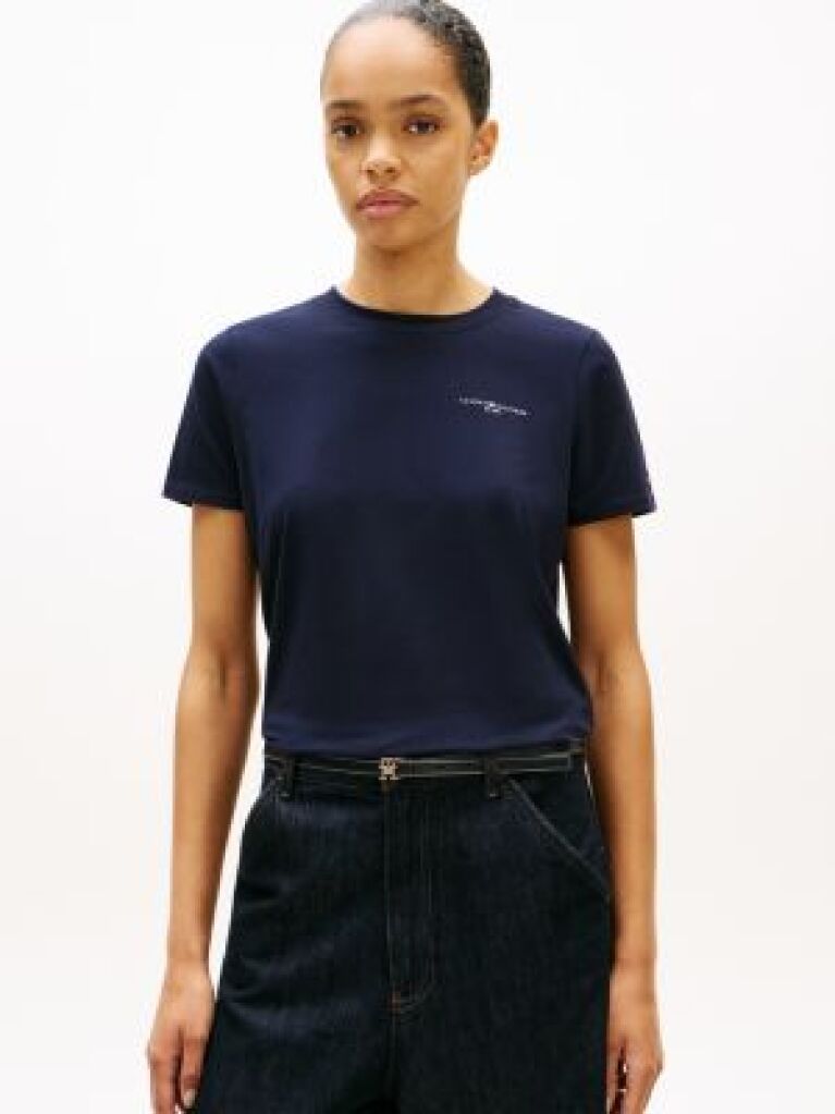 Blue Tricou Signature Cu Logo 1985 Collection   Femei