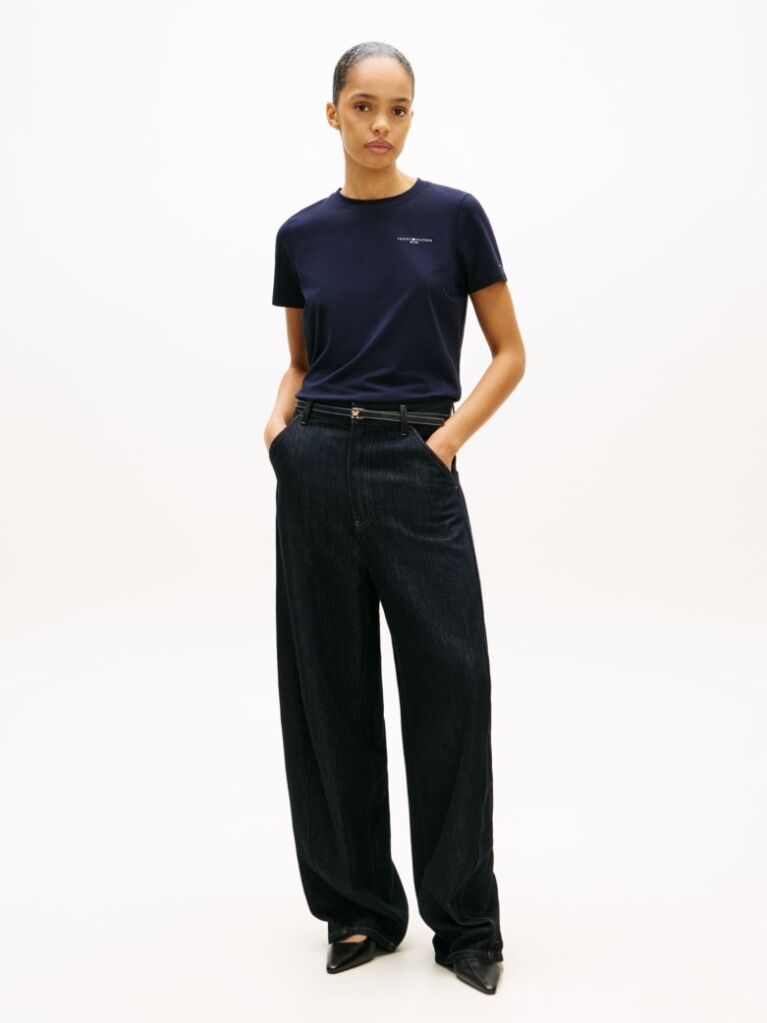 Blue Tricou Signature Cu Logo 1985 Collection   Femei