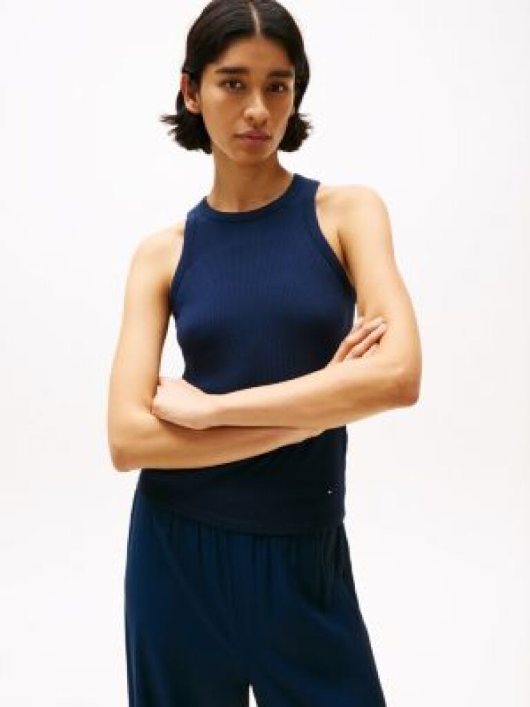 Blue RIB TANK TOP SLIM  Women