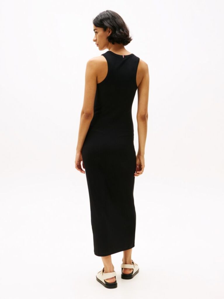Black Ribbed Midi Bodycon Dress  Women