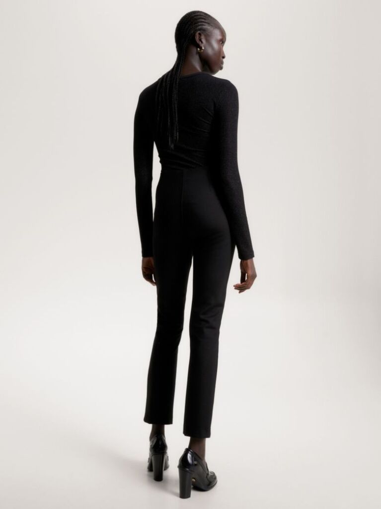 Black Elevated Slim Fit Knitted Trousers  Women