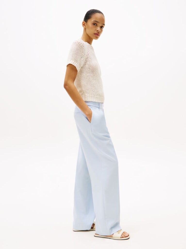 Blue Pantaloni Drepti Vopsiti Relaxed  Femei