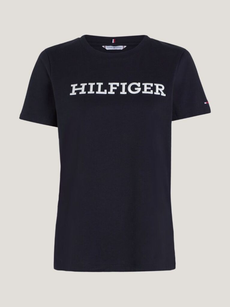 Negru Tricou Din Jersey Cu Logo Brodat  Femei