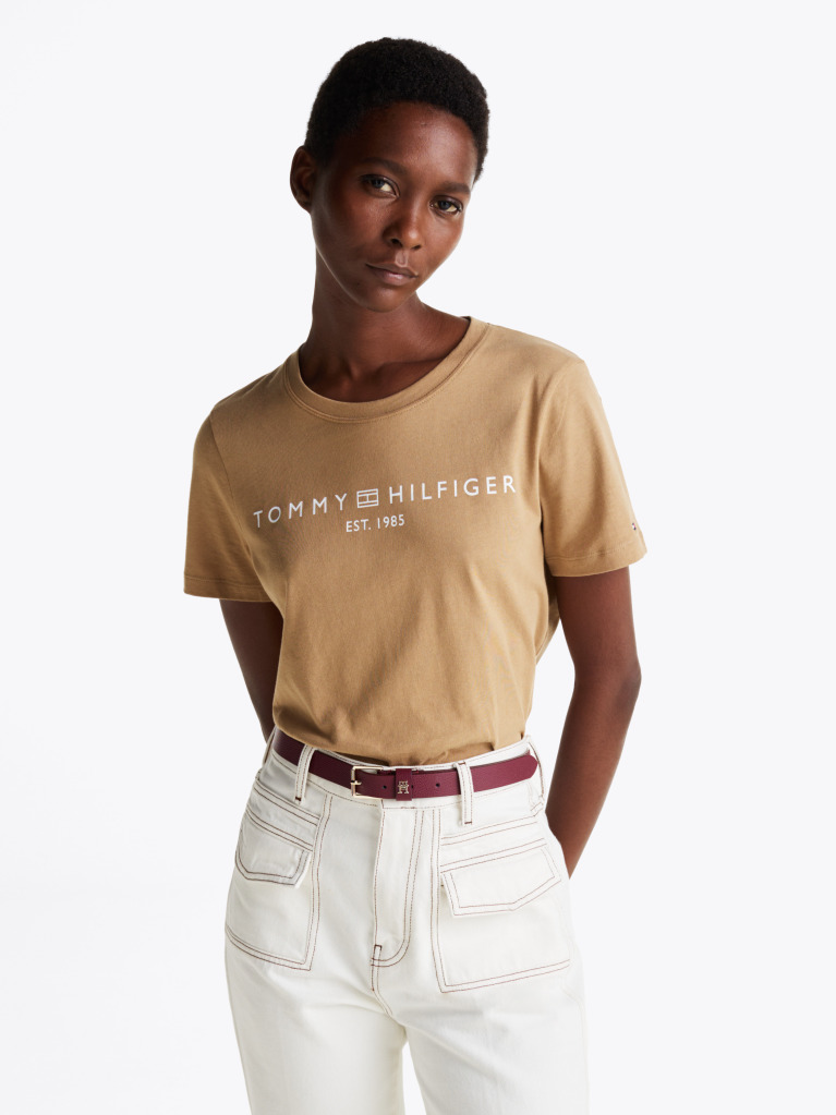Khaki Logo Crew Neck T-Shirt  Women