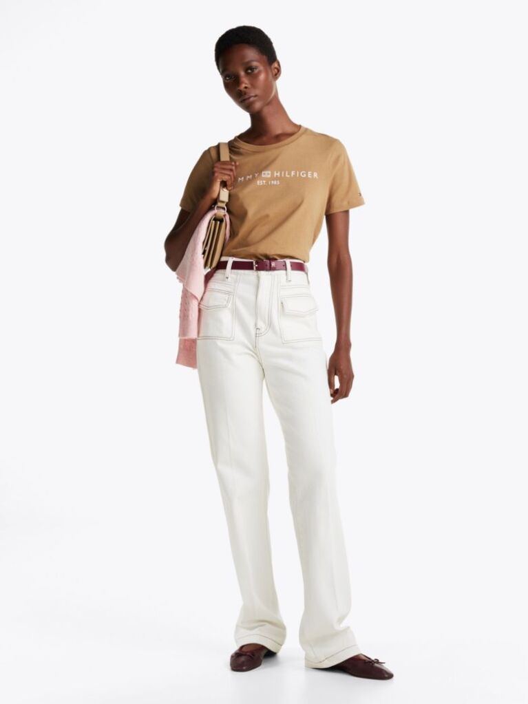 Khaki Logo Crew Neck T-Shirt  Women