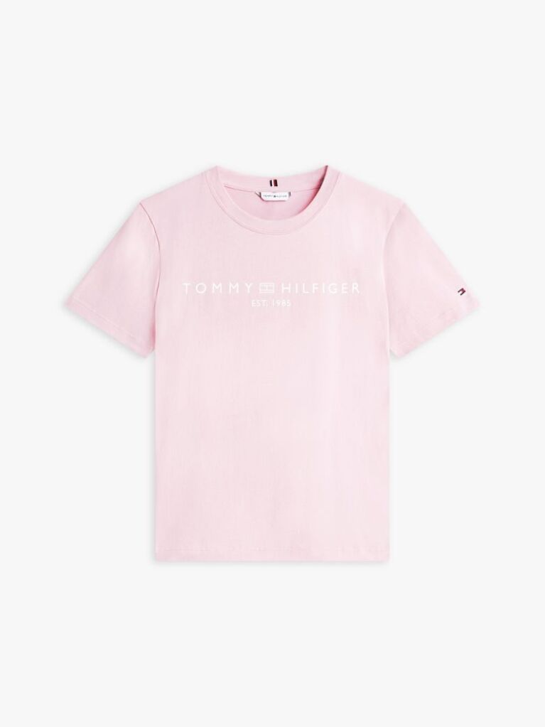 Roz Tricou Cu Logo Si Guler Rotund  Femei