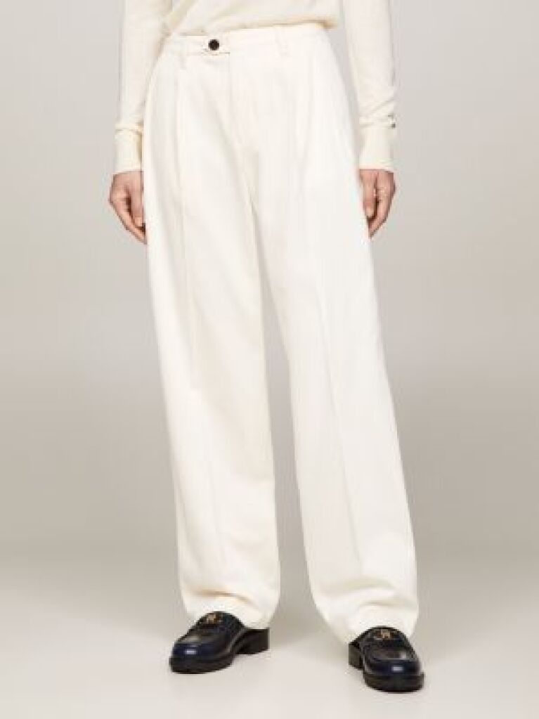 Beige Relaxed Fit Straight Leg Chinos  Women