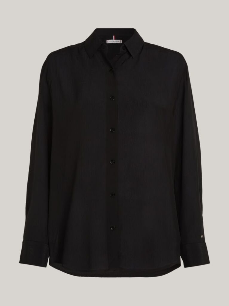 Black Fluid Crepe Regular Fit Shirt  Women