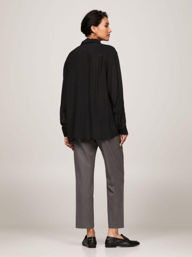 Black Fluid Crepe Regular Fit Shirt  Women