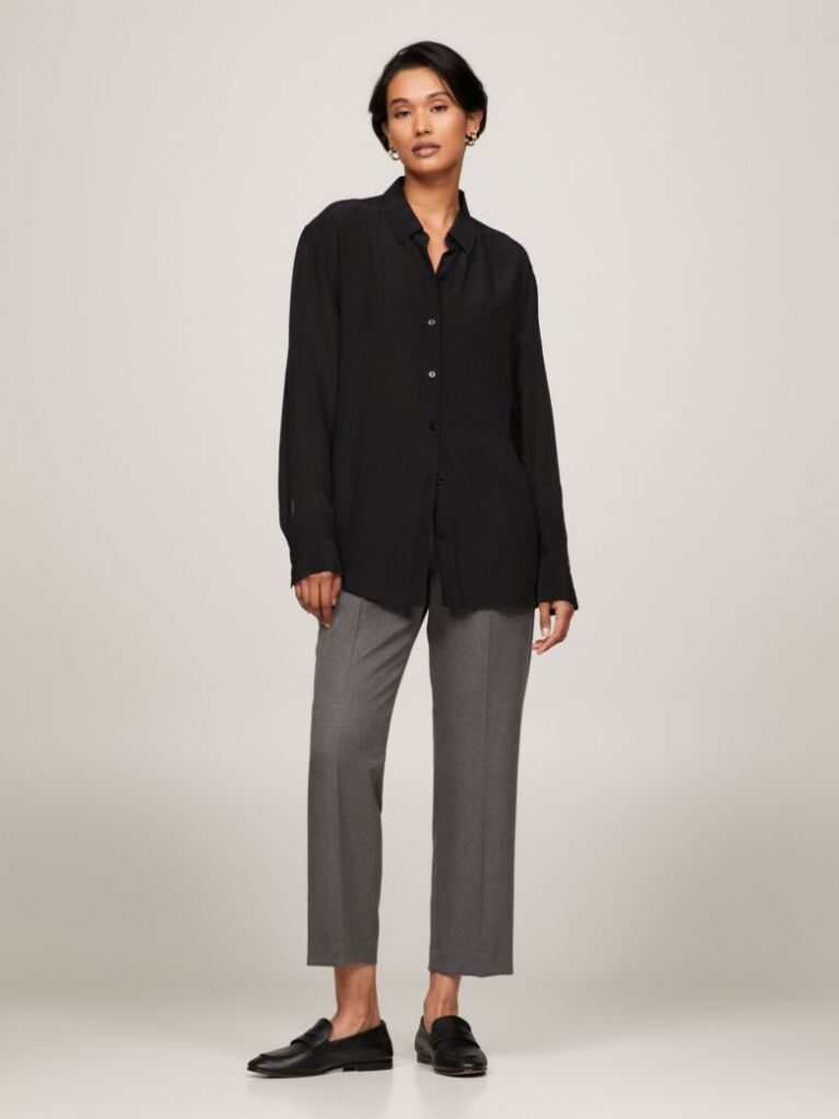 Black Fluid Crepe Regular Fit Shirt  Women