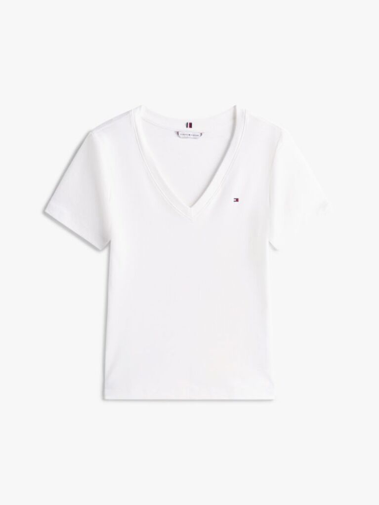 Bej Tricou Slim Fit Tricotat Cu Guler In V  Femei
